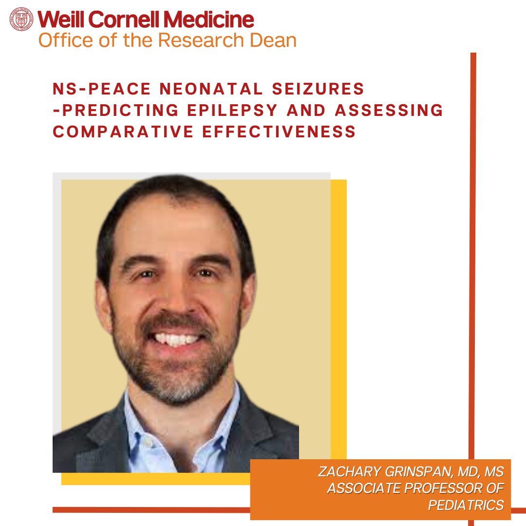 WCM Office of the Research Dean (@wcmresearch) on Twitter photo Congratulations to Dr. Zachary Grinspan who received a $3.4M grant from the National Institute of Neurological Disorders & Stroke for a study entitled “NS-PEACE Neonatal Seizures -Predicting Epilepsy and Assessing Comparative Effectiveness.” <a href="/WCMpeds/">Weill Cornell Pediatrics</a> <a href="/DrZachGrinspan/">Zach Grinspan, MD MS</a> <a href="/NINDSfunding/">NINDSfunding</a> Congratulations to Dr. Zachary Grinspan who received a $3.4M grant from the National Institute of Neurological Disorders & Stroke for a study entitled “NS-PEACE Neonatal Seizures -Predicting Epilepsy and Assessing Comparative Effectiveness.” <a href="/WCMpeds/">Weill Cornell Pediatrics</a> <a href="/DrZachGrinspan/">Zach Grinspan, MD MS</a> <a href="/NINDSfunding/">NINDSfunding</a>