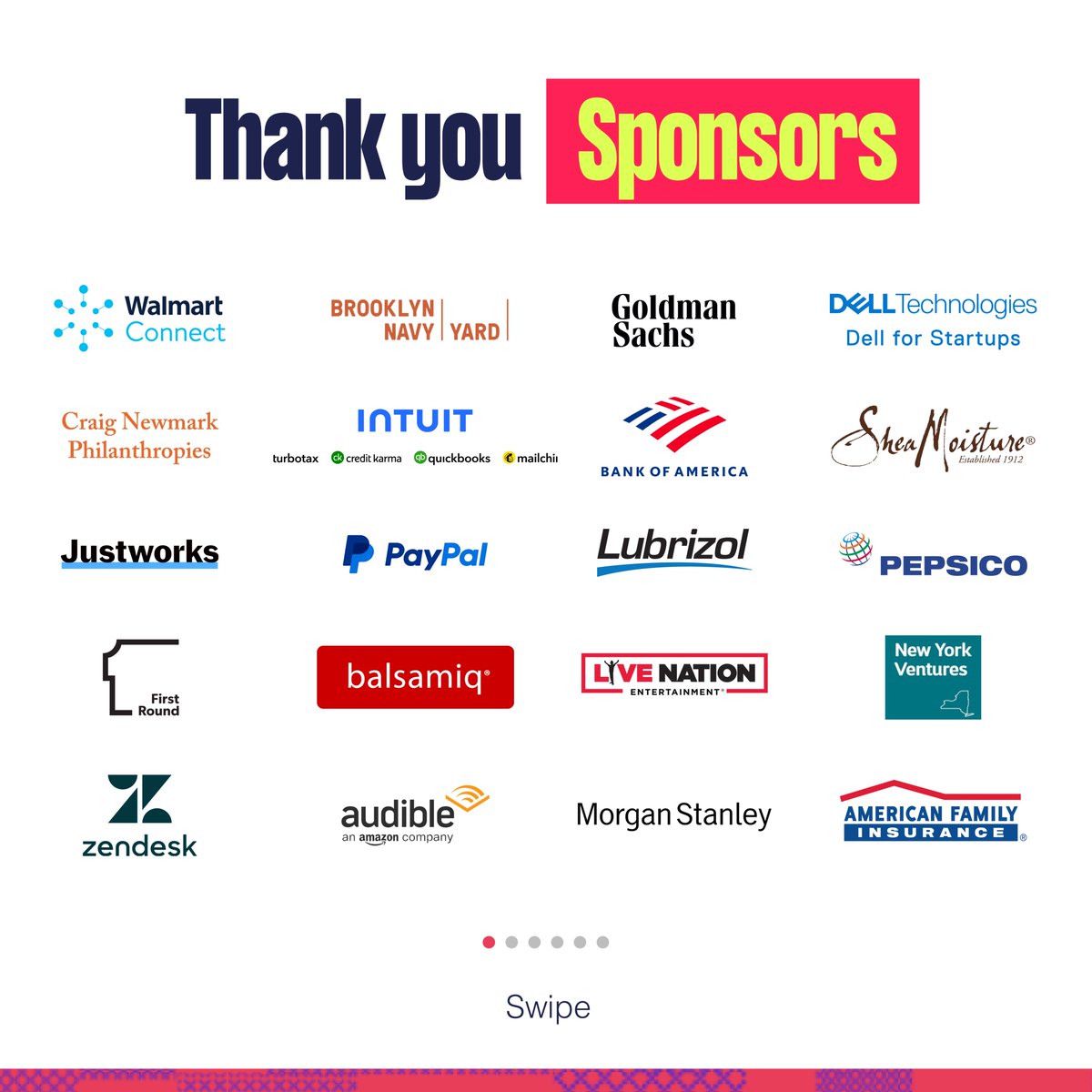BWTalkTech's tweet photo. To our sponsors - THANK YOU!

Your continued commitment to driving the Roadmap to Billions for Black female founders and professionals in tech has impacted more than 7,500 women over the past 7 years.

#RTB23 #thankYouSponsors https://t.co/BM6VJLRAbR