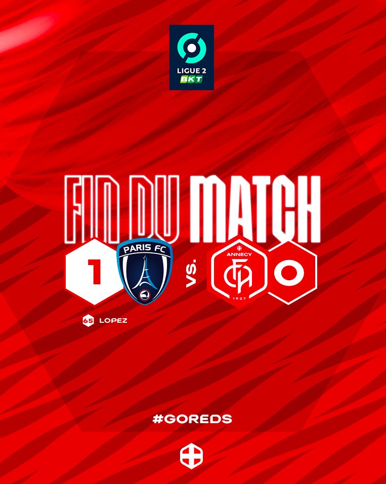 FCAnnecy's tweet photo. #PFCFCA 1️⃣-0️⃣ | 🏁 𝗙𝗶𝗻 𝗱𝘂 𝗺𝗮𝘁𝗰𝗵

Le FCA s’incline pour cette dernière rencontre de la saison. Il faudra attendre la décision de la rencontre de Rodez.

#GoReds https://t.co/7ZA2E897xv
