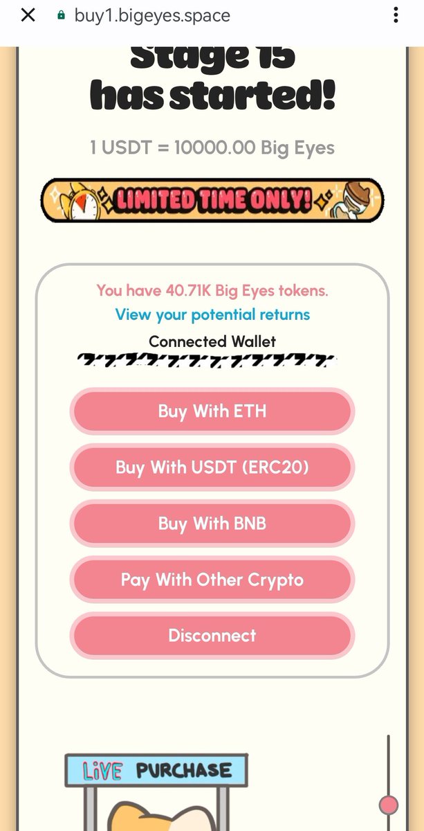 @BigEyesCoin I'm still waiting for my bought coins to reflect on my wallet.