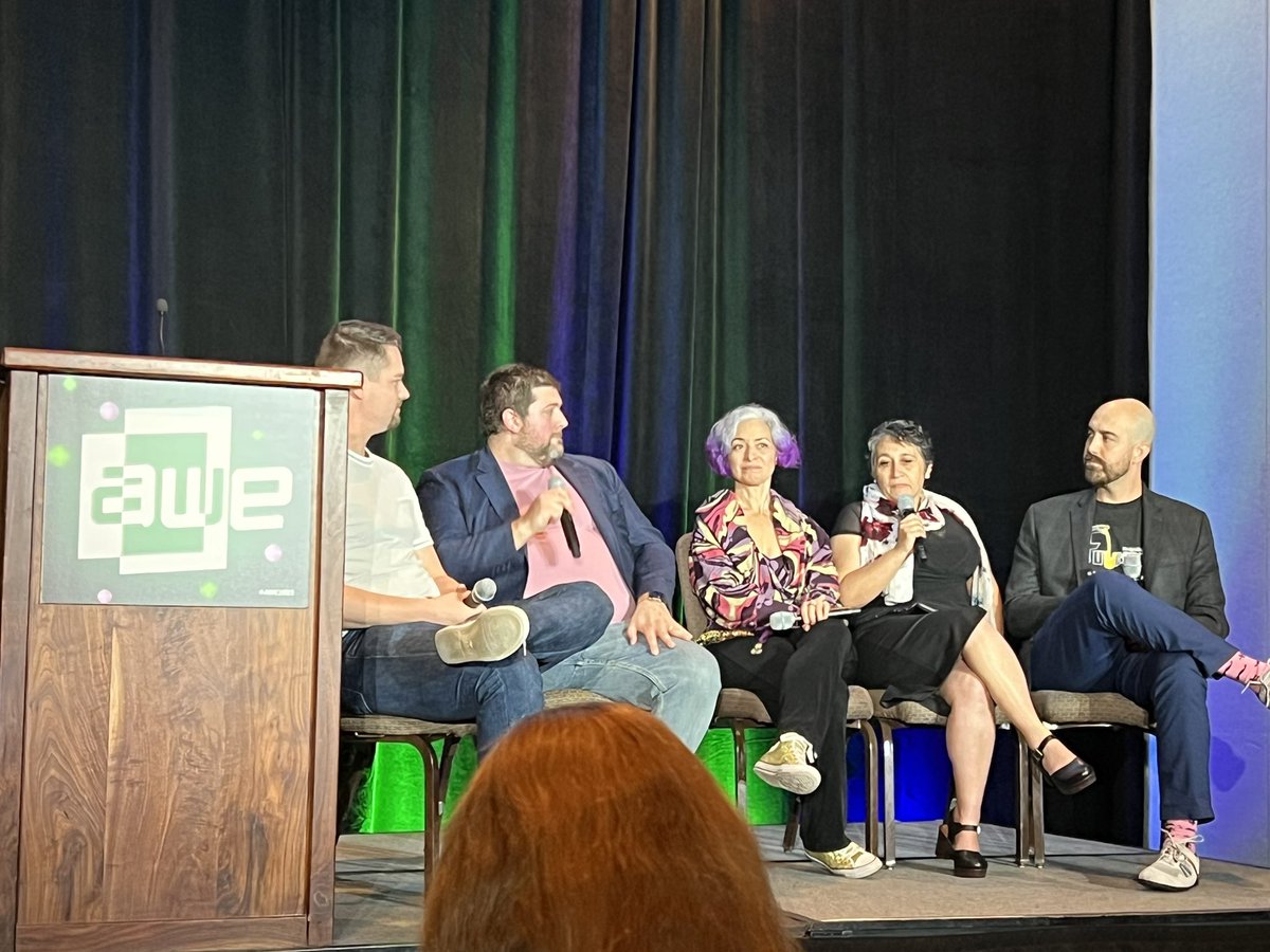 “We have to build our own worlds and not rely on large platforms [like #Microsoft #AltspaceVR].”

Great panel at #AWE2033 with Athena Demos, Justin Barnett, Daniel Sisson, Robert Nelson and Angelina Dayton

@JustinPBarnett @danielsisson #robertnelson @angelinadayton @skydeas1