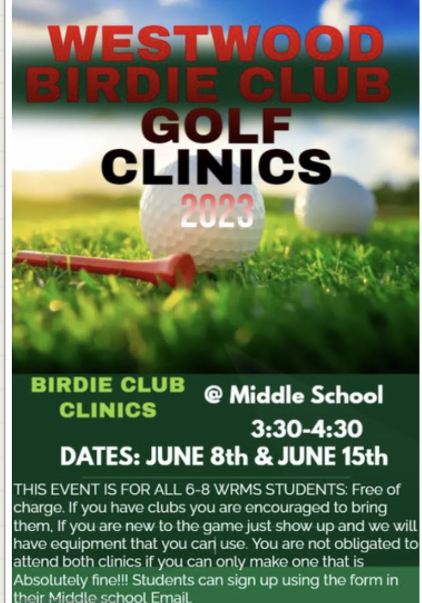 WWGirlsGolf's tweet photo. Middle school students do not miss out!!! https://t.co/dzpZbYm1Ny