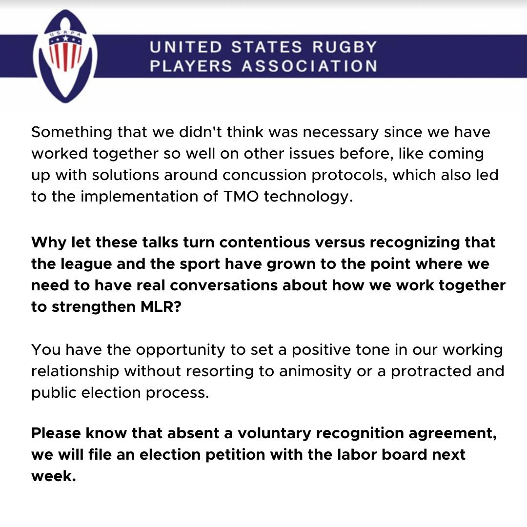 MLR_Players's tweet photo. Letter to @usmlr from @USARugbyPlayers https://t.co/wkykk767iS