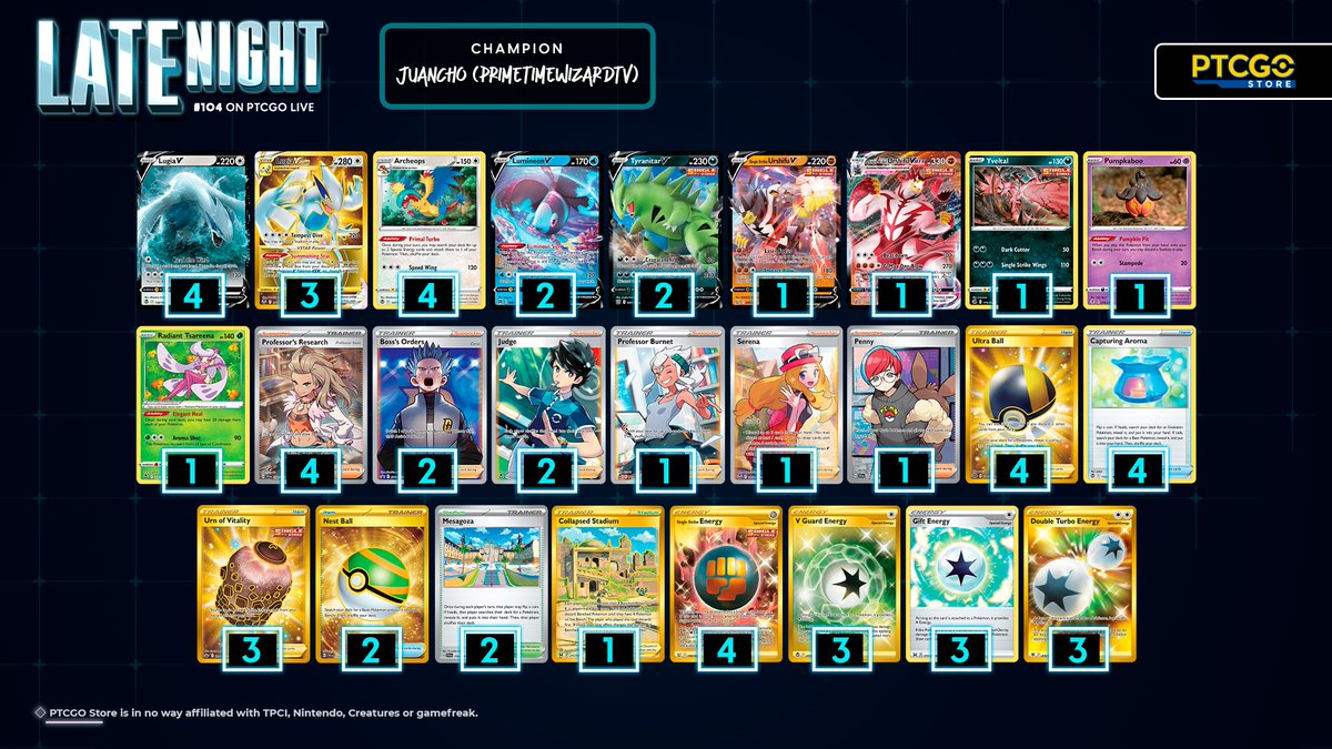 ptcgostore's tweet photo. 🤖Trainers!🤖
Welcome back to Competitive Fridays! Today we’re featuring the @LateNightPTCG #104 on PTCG Live Champion: Juancho (PrimeTimeWizardTV) decklist: Lugia VSTAR!
Find your Lugia V and VSTAR here! ▶️ https://t.co/fYHtQDMaTX ◀️
#PtcgoStore #pokemon #lugia https://t.co/602AO4S5eb