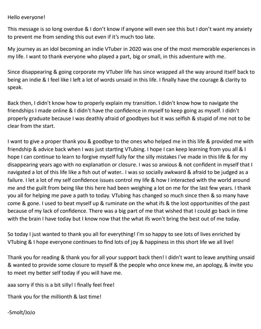 Smolthie's tweet photo. Closure, Goodbye &amp; Thank you! https://t.co/jb8Ef64XjJ