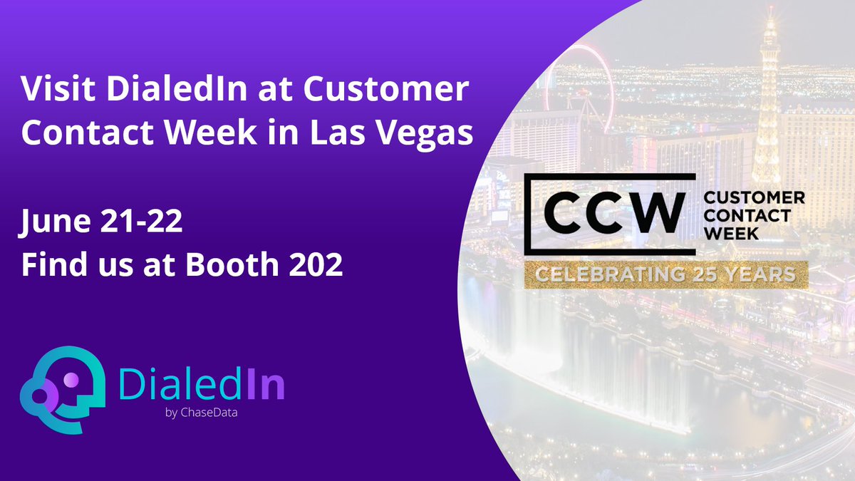 Join #DialedIn in Las Vegas for @CustContactWeek. Come see us at booth 202 to learn about our call center software solutions. Get your passes now customercontactweek.com/page/2518974/r…

#CustomerContactWeek #CCWVegas #CX #contactcenters  #callcenters #customerexperience