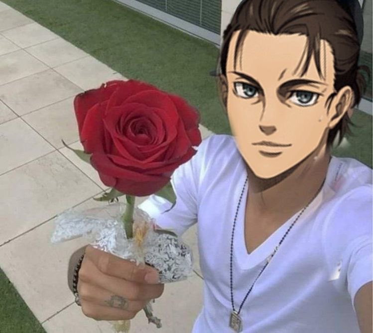 “Anyways it’s been a while so HI. Take this red rose.”
