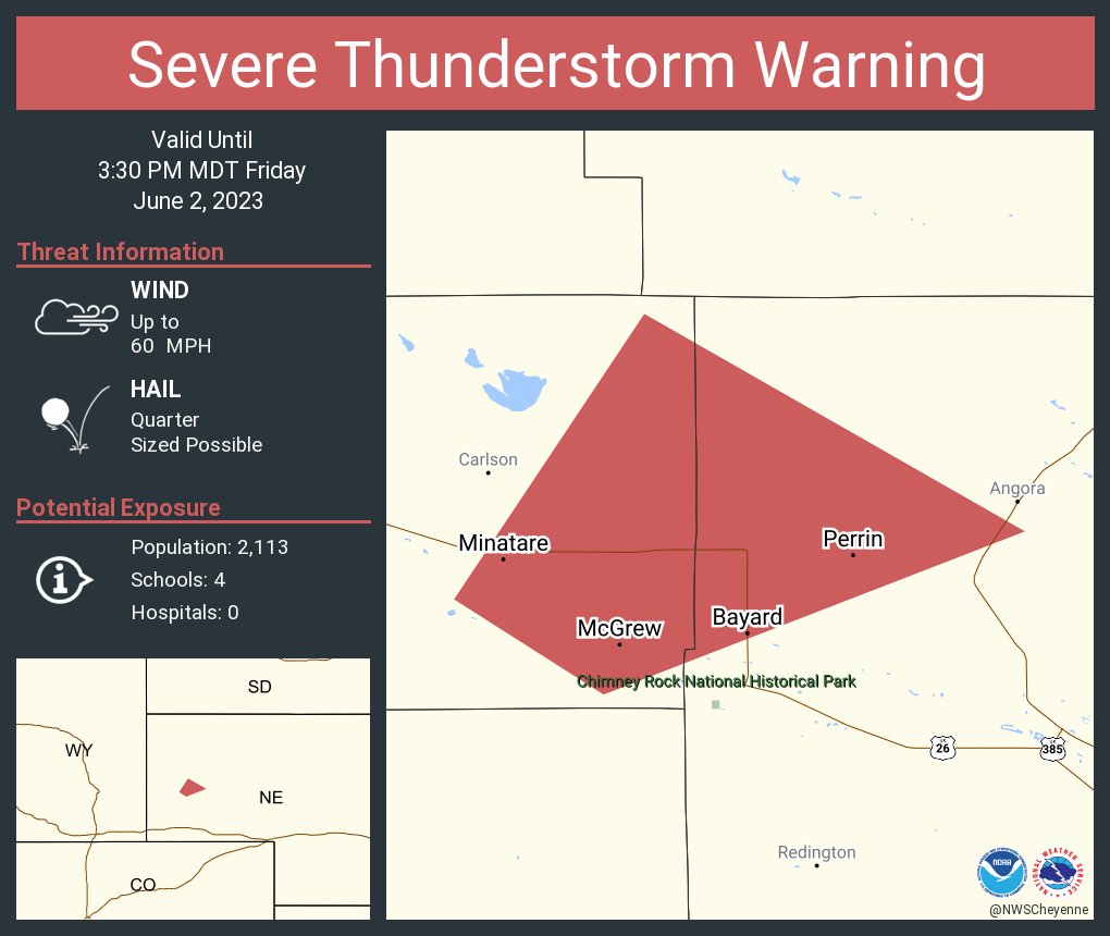 NWS Cheyenne on Twitter "Severe Thunderstorm Warning including Bayard