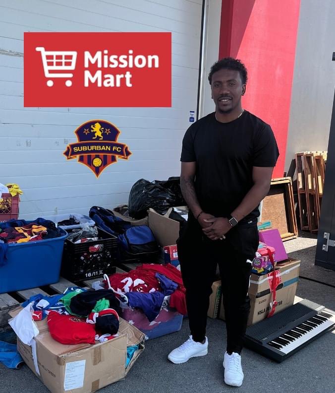 Thanks to <a href="/SuburbanFC/">Suburban FC</a>’s <a href="/akeemgarcia2929/">Akeem Garcia</a> who helped us donate clothing &amp; soccer gear to our local Mission Mart!

Mission Mart is supporting members of our Community currently displaced &amp; impacted by the ongoing Wildfires!