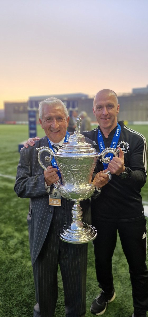 scottishjuniors's tweet photo. Long serving @CumnockJnrsFC legend George Morton with his hands on the Junior Cup https://t.co/QAeHti3Hmu
