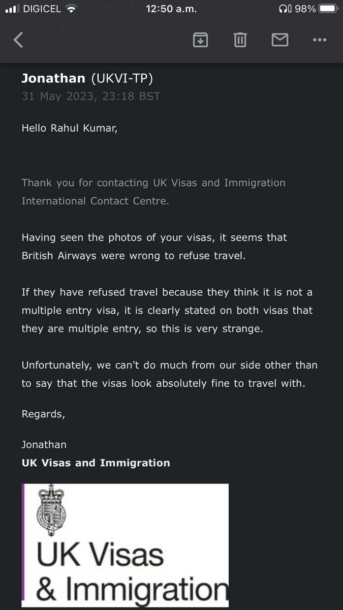 Rahul_ku28's tweet photo. @British_Airways I again send my wife documents to uk immigration department and they said that British airlines has sone https://t.co/nh4h74TkqO is perfect to travel and transit.I my is again planning to travel on 18/6/23.so now she can travel to Bermuda. https://t.co/rEF2tYl2rl