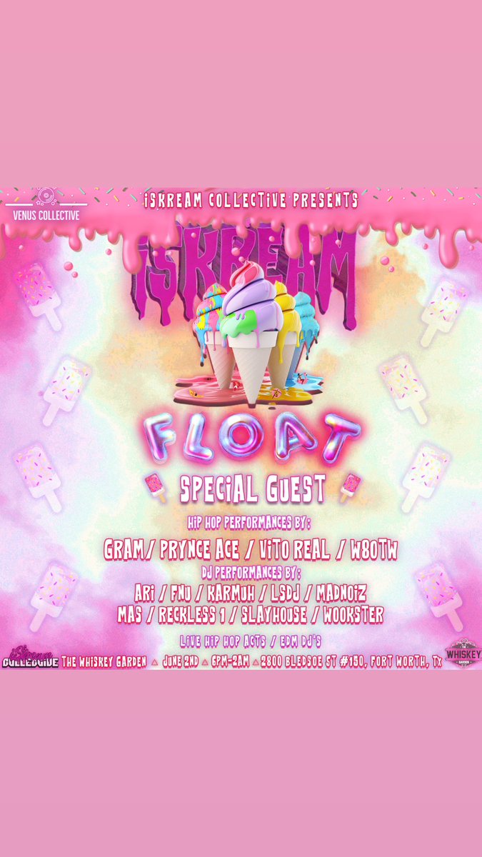 iSkream float at Whiskey today! 6pm-2am! FREE! 😘