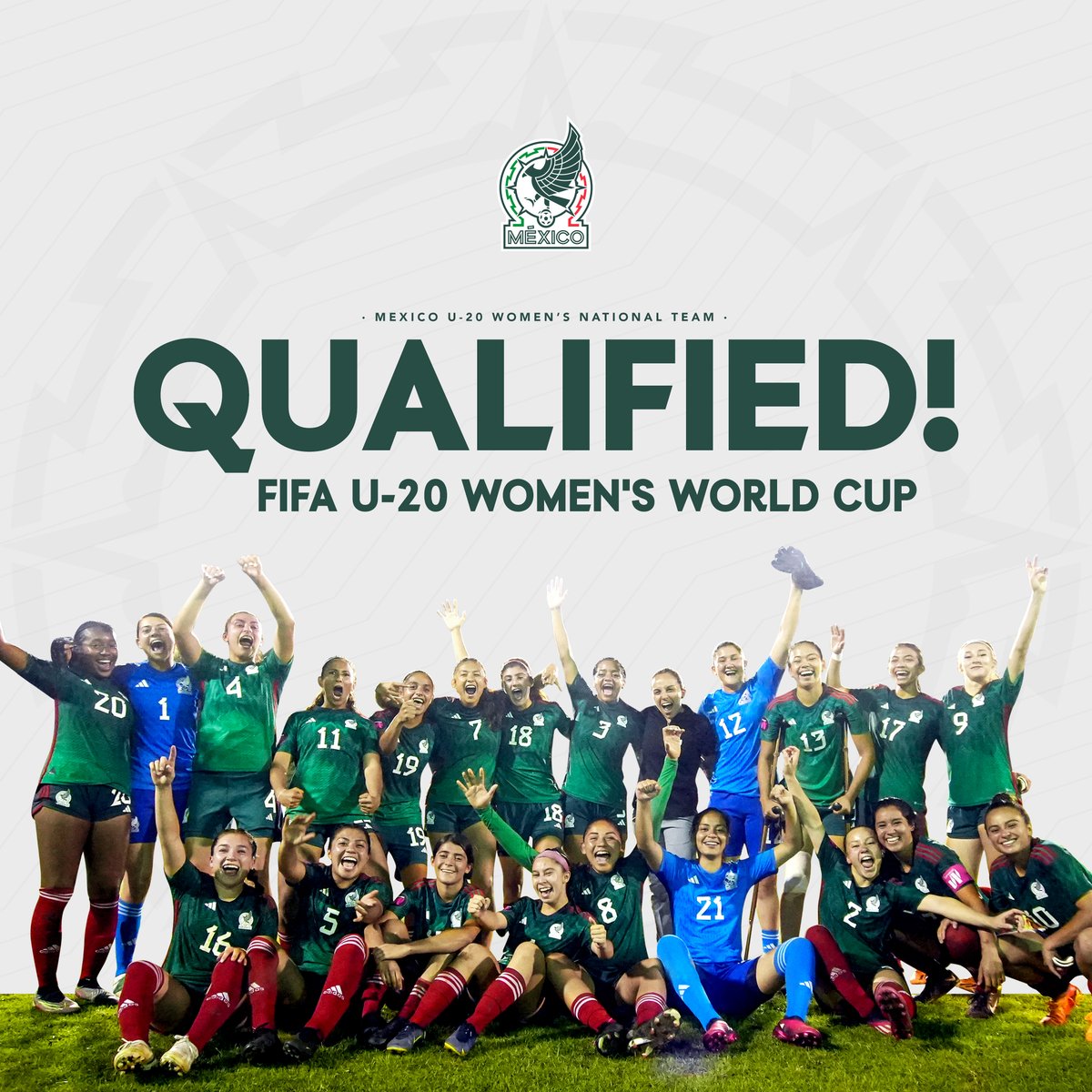 miseleccionmxEN's tweet photo. #U20Women | JOB DONE. ✅😍 

We're going to the FIFA U-20 Women's World Cup 2024!!! 🇲🇽🌎🏆 

#TuCanchaLaEligesTú https://t.co/PbHJoqCZqM