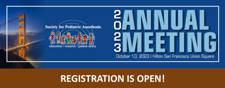 Please join us for the SPA 37th Annual Meeting, October 13, 2023, in San Francisco, California. The meeting will be a hybrid (in-person and virtual) format. If you cannot join us in-person, register to attend virtually.
Register: ow.ly/42Oo50OEC0P
#PedAnes #anesthesiology