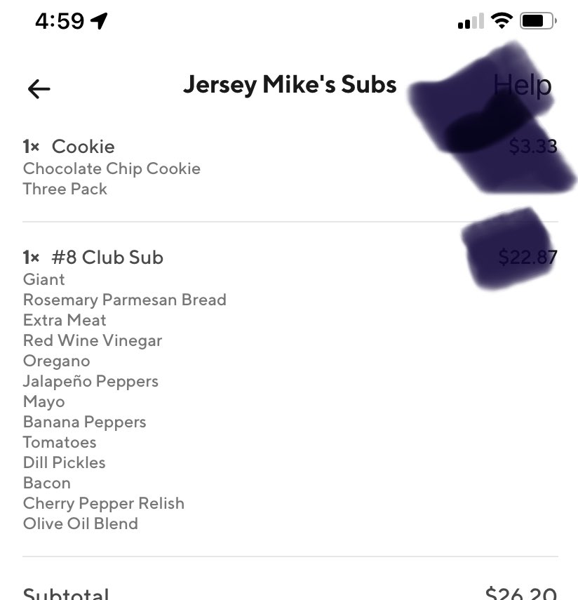 J.K. on Twitter "Jersey Mike’s giant Club Sub, double meat…😎"