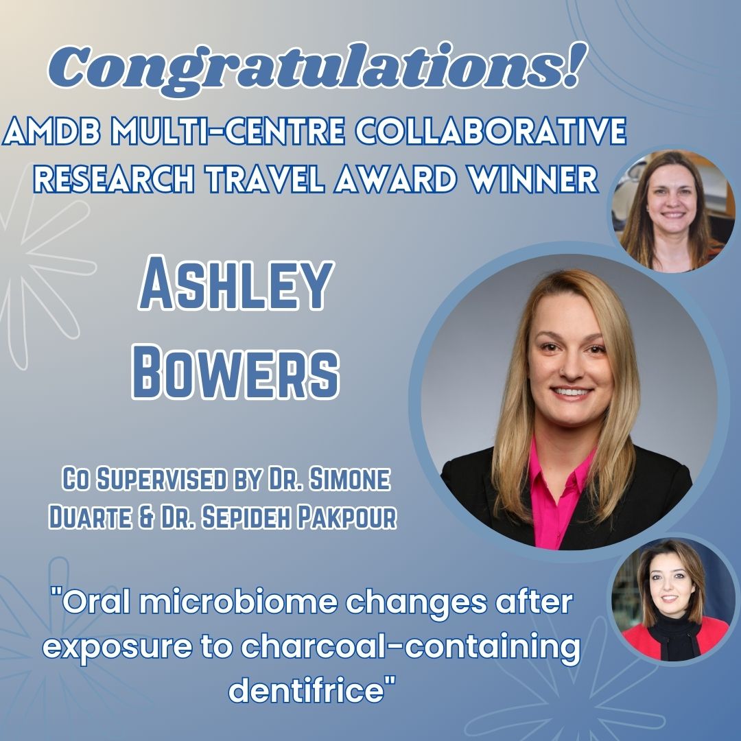 AMDB Cluster (@amdb_cluster) on Twitter photo 🏆Ashley Bowers <a href="/ashleychem/">Ashley Bowers</a> has won the AMDB Multi-Centre Collaborative Research Travel #Award!🎊
This award supports interdisciplinary, collaborative #research🦷🧫
👏 Join us in congratulating Ashley, co-supervised by #AMDB_Cluster members Dr. Duarte & Dr. Pakpour <a href="/Pakpourlab/">Pakpour Laboratory</a> 🏆Ashley Bowers <a href="/ashleychem/">Ashley Bowers</a> has won the AMDB Multi-Centre Collaborative Research Travel #Award!🎊
This award supports interdisciplinary, collaborative #research🦷🧫
👏 Join us in congratulating Ashley, co-supervised by #AMDB_Cluster members Dr. Duarte & Dr. Pakpour <a href="/Pakpourlab/">Pakpour Laboratory</a>