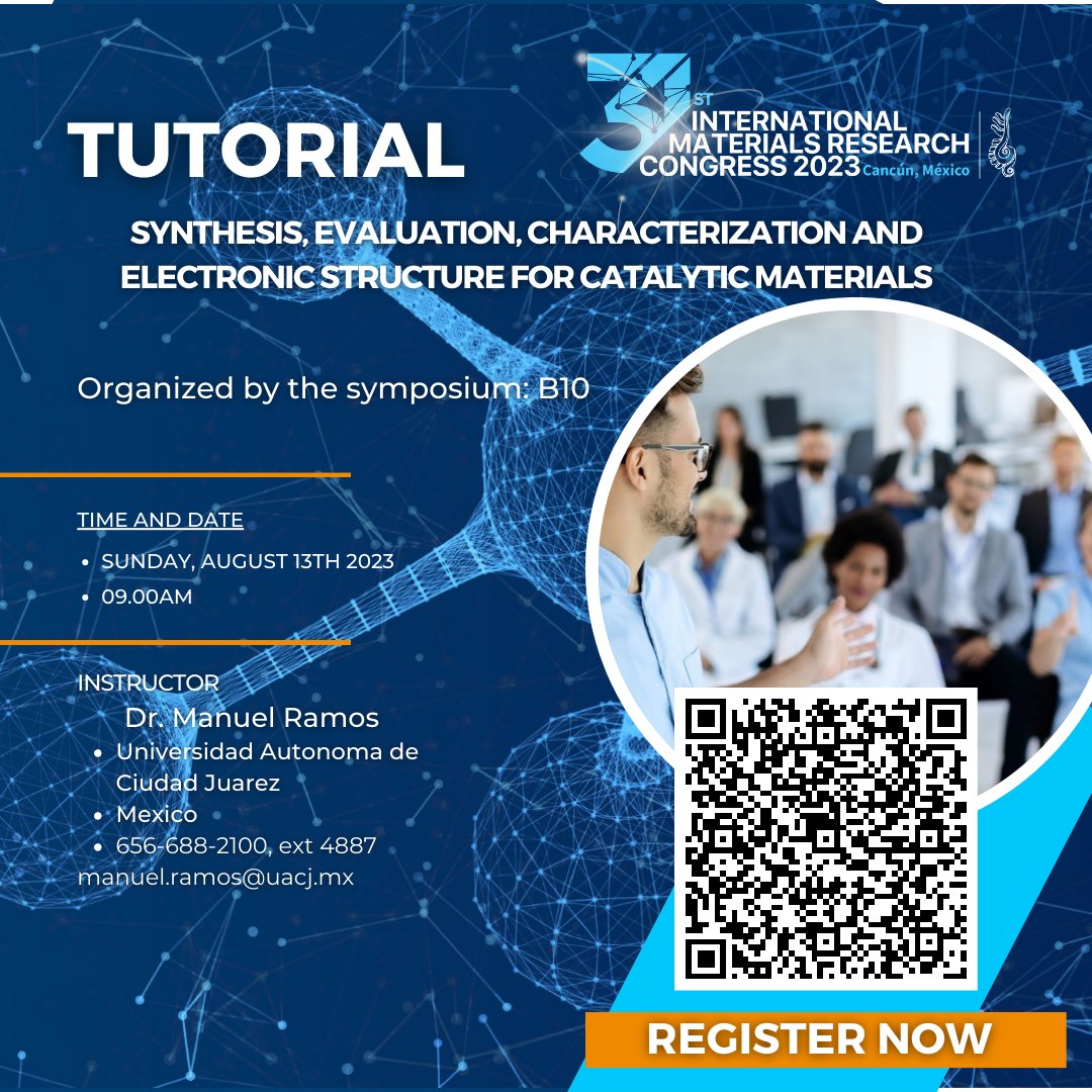 SMMaterAC's tweet photo. 📣 Calling all materials enthusiasts! Join us at the International Materials Research Congress in Cancun for a tutorial on "Synthesis, Evaluation, Characterization, and Electronic Structure for Catalytic Materials"! 🚀
#IMRC2023 #CatalyticMaterials #ResearchCongress https://t.co/qv98RCFedh