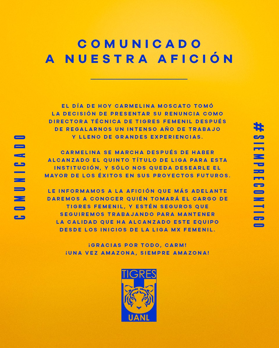 TigresFemenil's tweet photo. Comunicado Oficial. https://t.co/Px17obg5IF