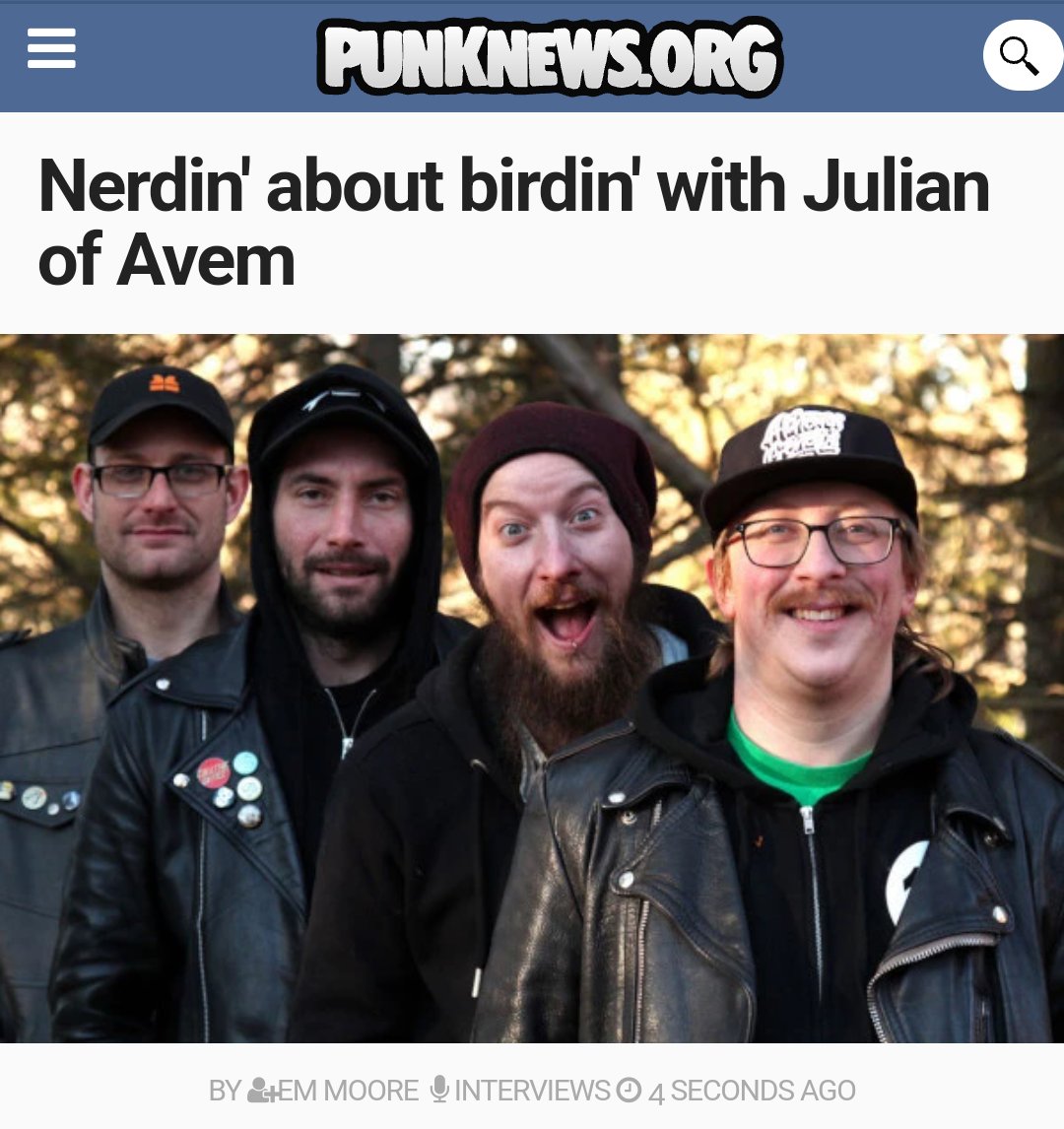 My interview with Julian of <a href="/Avemtheband/">Avem</a> is now up on Punknews!! We talked about playing festivals, their recently released 'Nerdin About Birdin' EP, what we can do to help birds, and so much more!! Read at the link in my bio!!