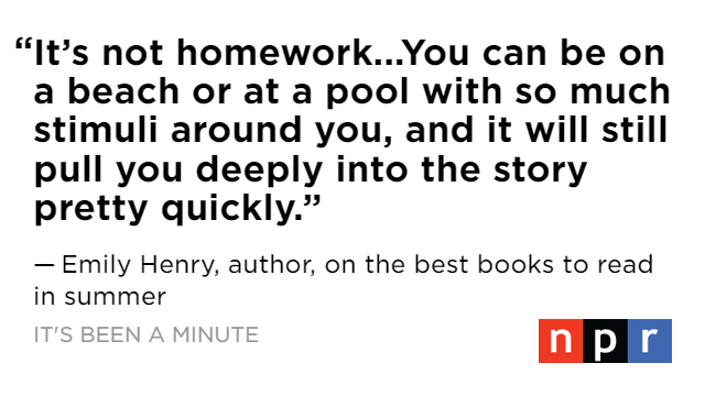 It's Been A Minute (@npritsbeenamin) on Twitter photo For romance author Emily Henry, there’s a couple qualities that make a perfect summer read.
Listen to her and <a href="/beebabs/">Bolu Babalola</a> chat with <a href="/bmluse/">Brittany Luse</a> to break down their criteria and what books hit the mark! ⬇️
spoti.fi/3C6YhBs For romance author Emily Henry, there’s a couple qualities that make a perfect summer read.
Listen to her and <a href="/beebabs/">Bolu Babalola</a> chat with <a href="/bmluse/">Brittany Luse</a> to break down their criteria and what books hit the mark! ⬇️
spoti.fi/3C6YhBs
