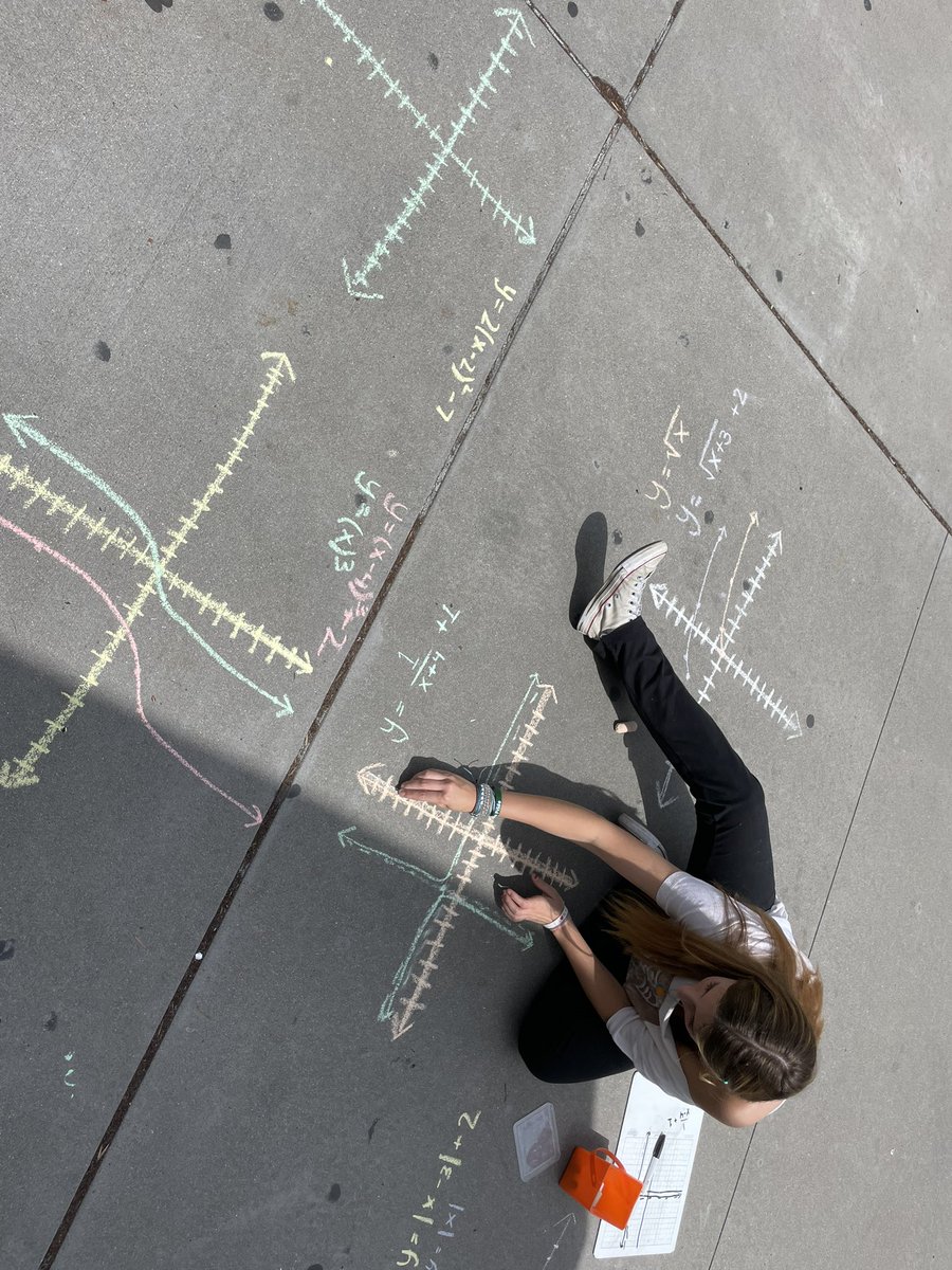 LetsHallDoMath's tweet image. Love chalk graphs outside for final review!