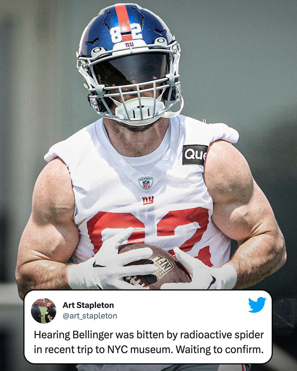 ESPNNFL's tweet photo. Daniel Bellinger pulled up to the Giants' OTAs looking strong 💪 

(h/t @art_stapleton) https://t.co/tE4xQr7Yrr