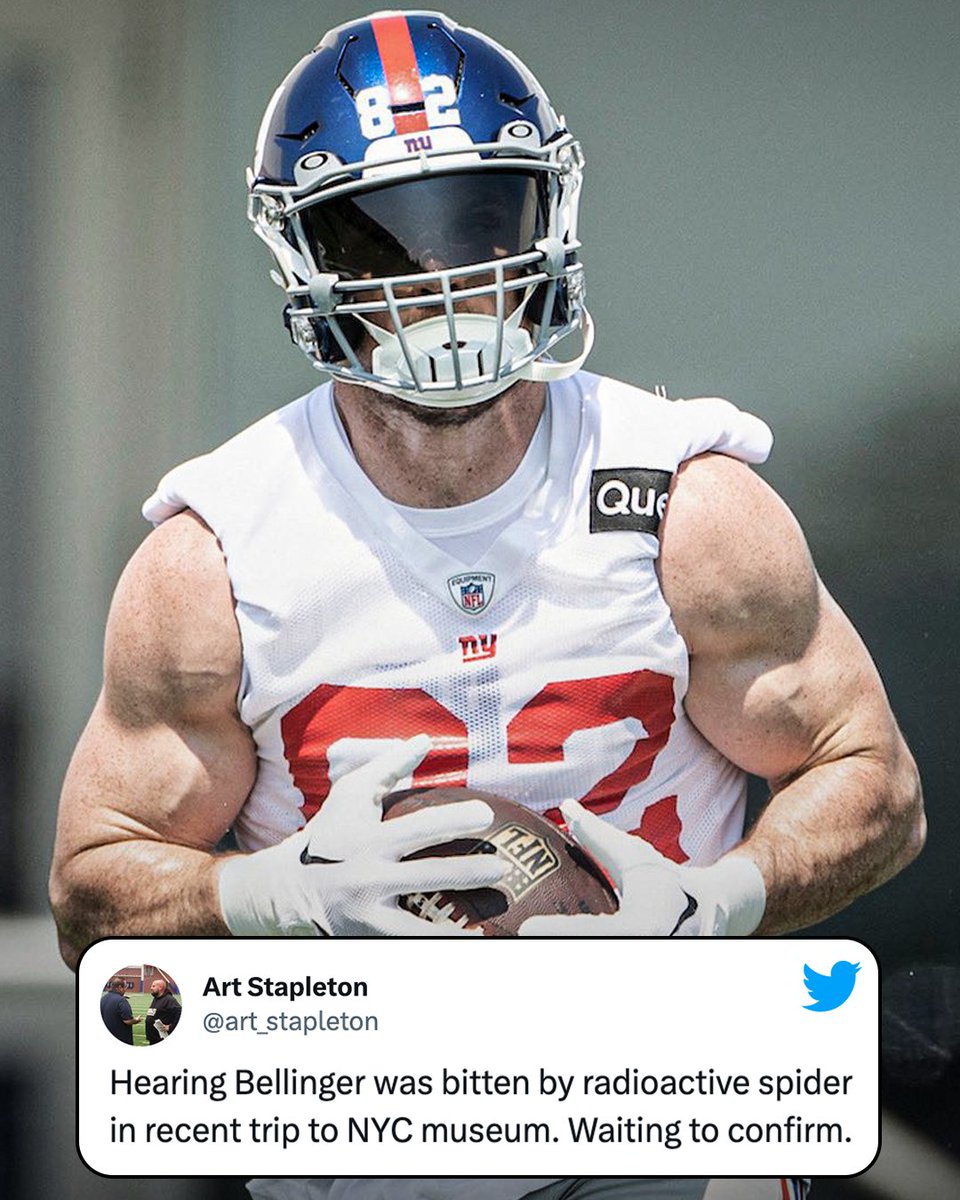 Daniel Bellinger pulled up to the Giants' OTAs looking strong 💪 (h/t @art_stapleton)