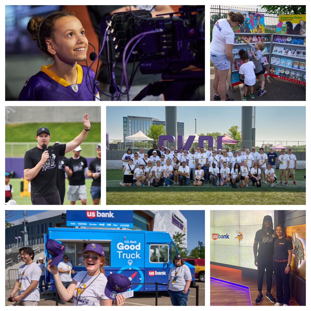 I had a blast joining @usbank volunteers and @Vikings players, coaches and staff for the Team Up to Give Back event this week. We encouraged students to dream big, work hard and get a jumpstart on their summer reading goals by choosing books to take home#CommunityPossible