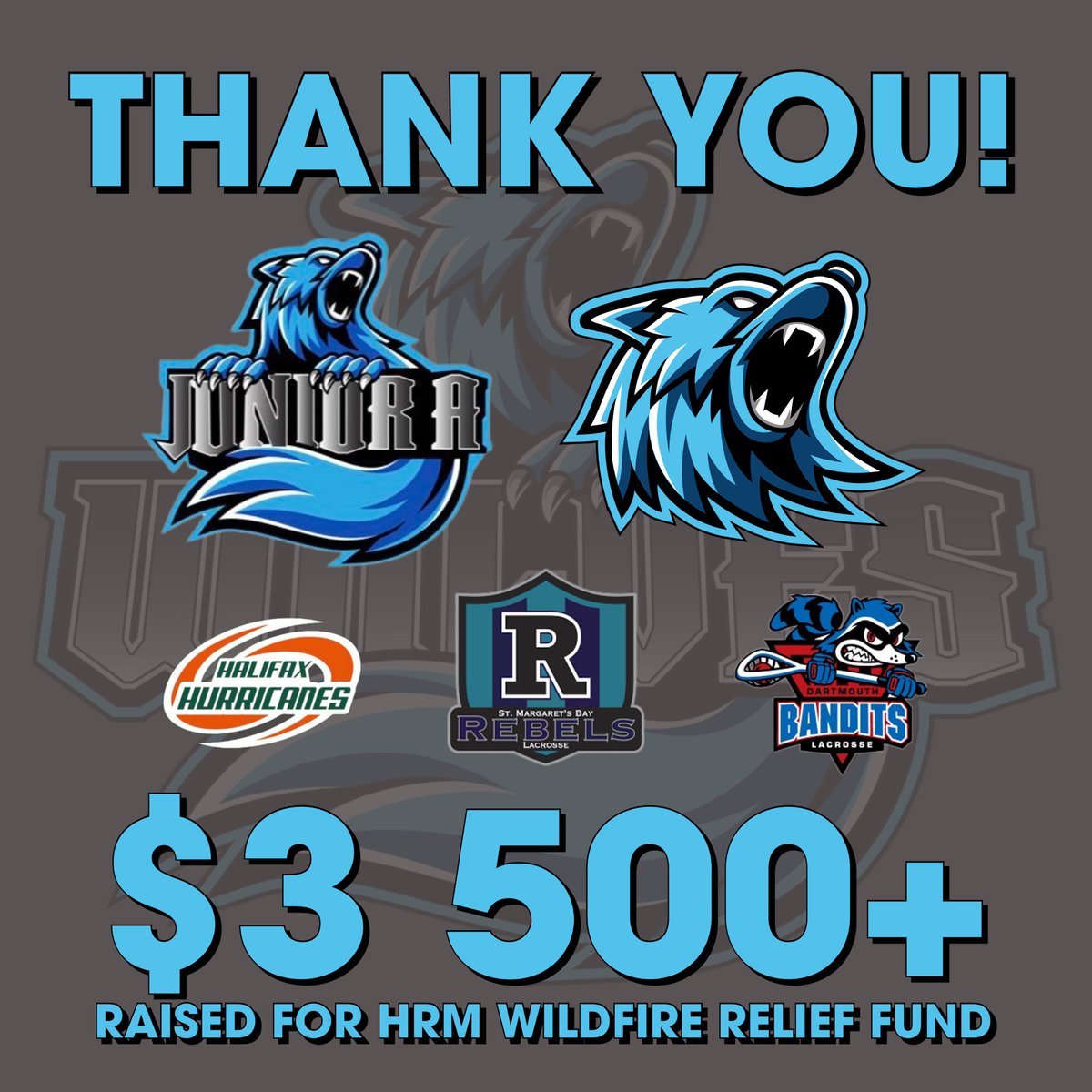 wolveslacrosse1's tweet photo. This week we came together to support all who’ve been evacuated/lost their homes during the wildfires. Many of which were players &amp; staff on these teams, raising over $3500 for HRM wildfire relief funds. Thanks to all who came to support our Wolves and donated to a great cause💙 https://t.co/UnOuTAs0wa