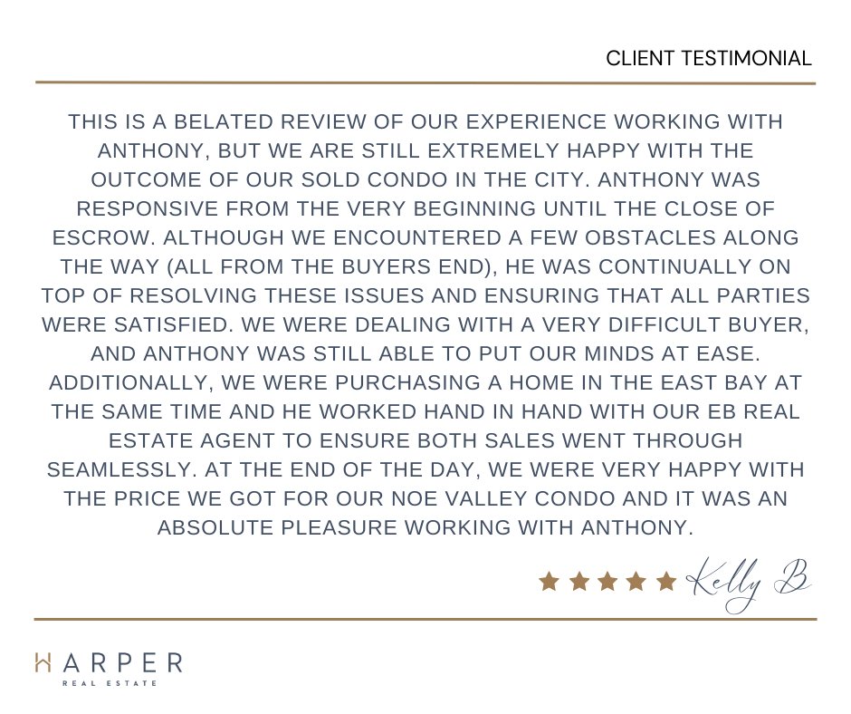 AnthonysRE's tweet photo. Another great review! Thank you!

Looking to buy or sell? DM me.

#FamiliesHelpingFamilies #SFRealEstate #SFRealtor #ActionsCreateResults #HarperRE #Investment #Properties #Homes #SF #RealEstate #LoveTheWayYouLive #BayAreaRealEstate https://t.co/PVXl1aLTCB