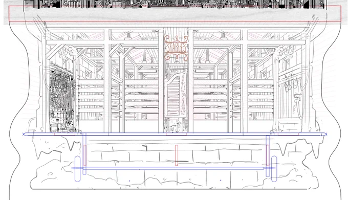 Spent an hour watching an episode of Midnight Mass (giving it a second watch-through) and starting the tight pencils on the final level of the Santa playset: the stables. (a local friend let me visit her stables and carriage/sleigh house for reference, and it's been very helpful)