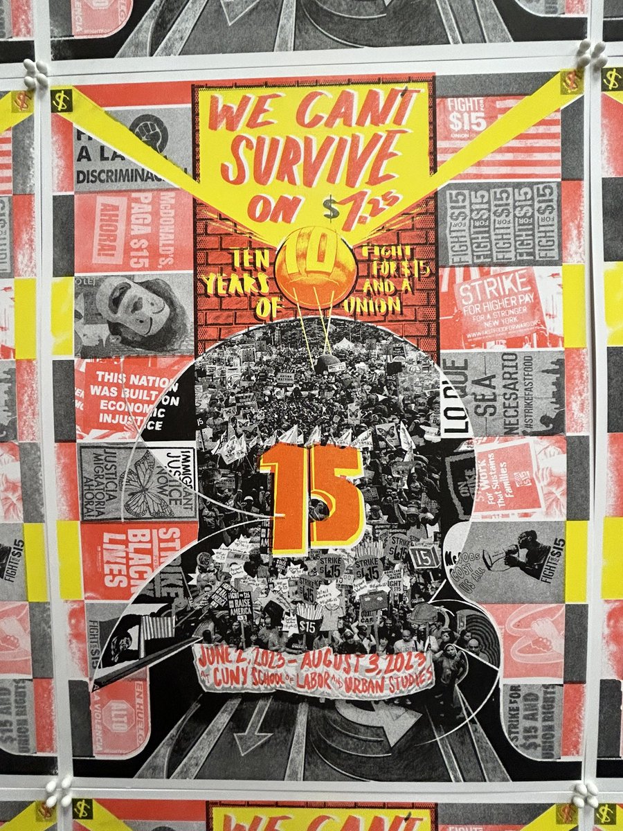 RaiseUptheSouth's tweet photo. Sneak peek 👀: Opening art exhibition, “We Can’t Survive on $7.25: Ten Years of @fightfor15 and a Union” at @CunySLU looking at the past decade of worker activism and struggle from NYC and the US South to Calif and beyond. 🎨✊🏽🎶 #Fightfor15 #UnionsForAll @Fightfor15LA https://t.co/6F28BSAaGM