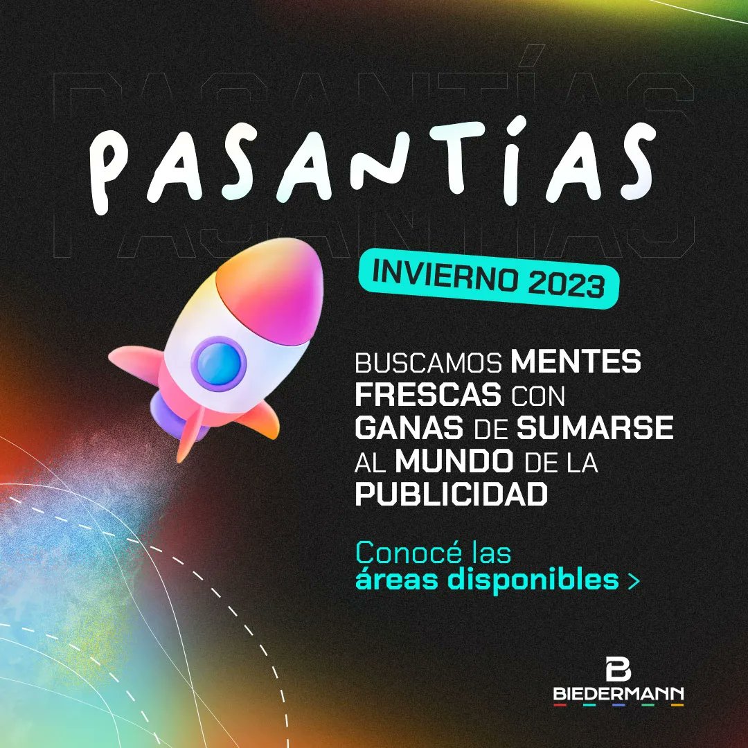 Biedermannpy's tweet photo. Este invierno, queremos llenar el #ClubOffice de ideas frescas. 🤩🎉
Si sos estudiante universitario de carreras afines al marketing y la publicidad, esta es tu oportunidad de aprender y crecer de la mano de algunos de los mejores profesionales del rubro. 🤝🤓 https://t.co/E7McEY5uOA