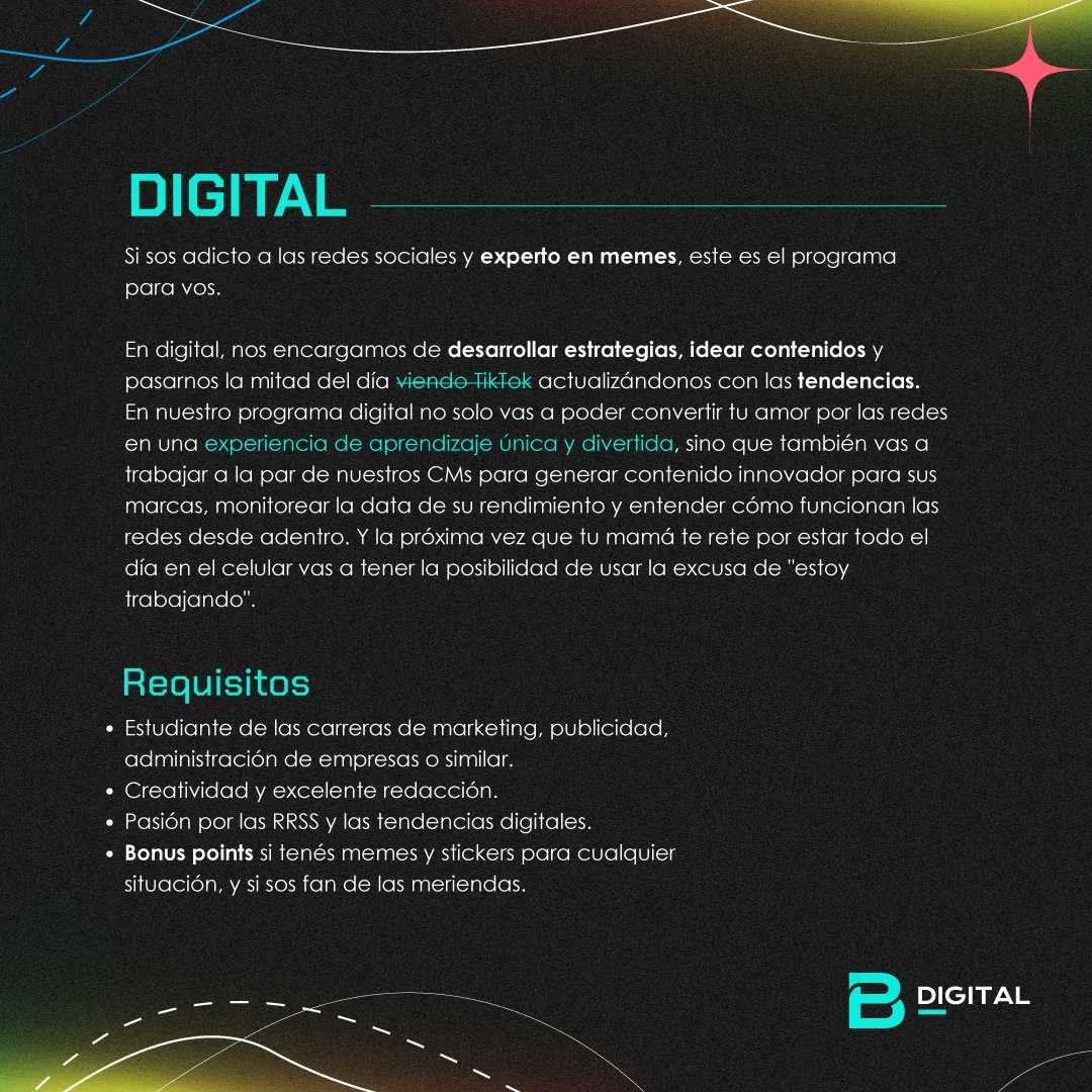 Biedermannpy's tweet photo. Este invierno, queremos llenar el #ClubOffice de ideas frescas. 🤩🎉
Si sos estudiante universitario de carreras afines al marketing y la publicidad, esta es tu oportunidad de aprender y crecer de la mano de algunos de los mejores profesionales del rubro. 🤝🤓 https://t.co/E7McEY5uOA