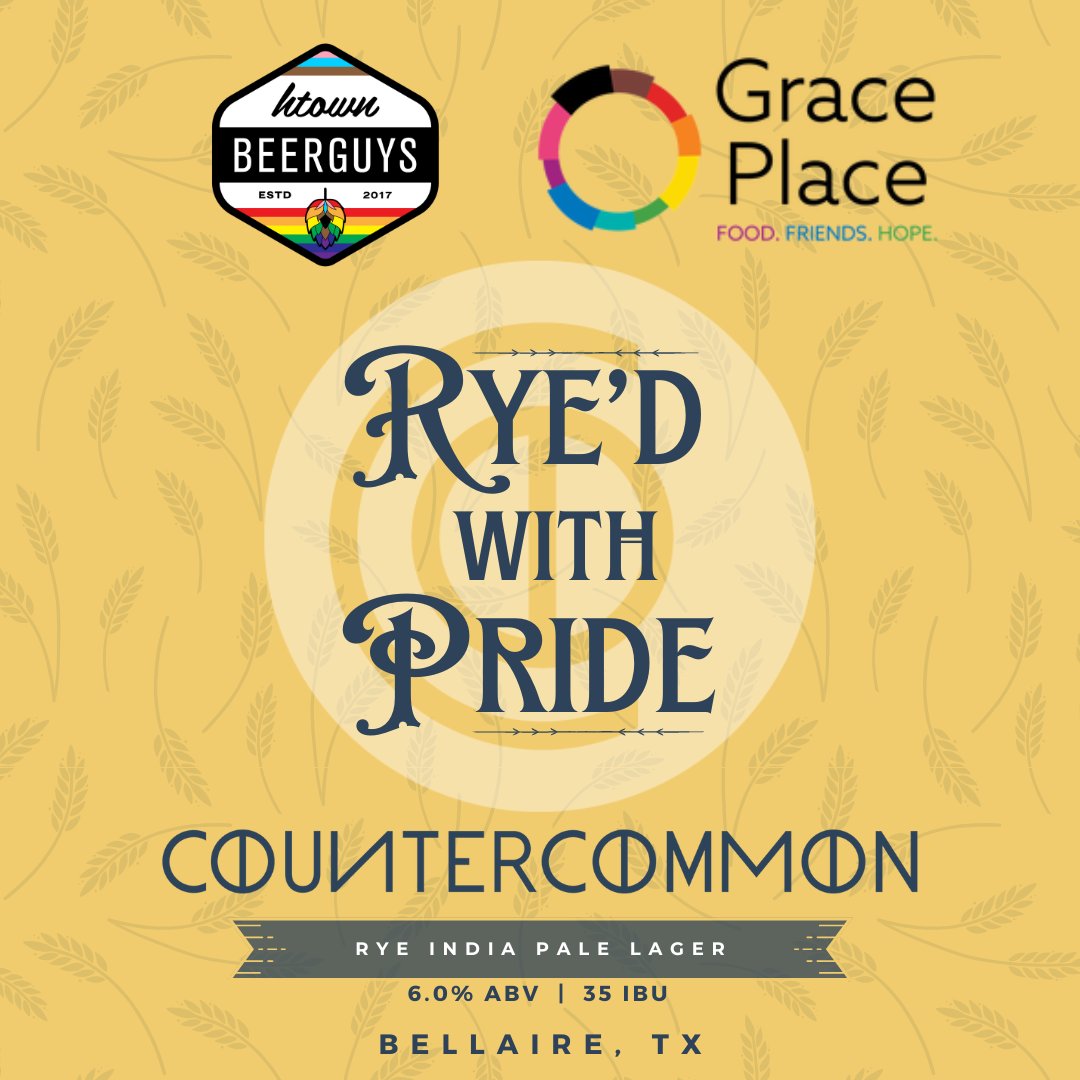 CounterCommon's tweet photo. Tomorrow, we are releasing Rye'd With Pride, our collaboration with @htownbeerguys! Portion of sales will be donated to @MGPHouston.

India Pale Lager. Centennial, El Dorado, Idaho 7 hops. 6% ABV and 35 IBU. Bold citrus and piney notes with a subtle hint of bubble gum and rye. https://t.co/BiMWJx4DG6