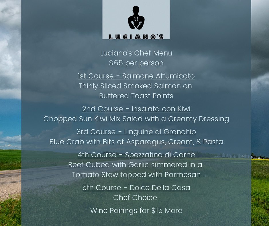 Chef Menu for June 2nd &amp; 3rd.  Call 316-777-0045 for reservations.  The roof is closed tonight, and we’ll watch the weather for tomorrow. 🍷