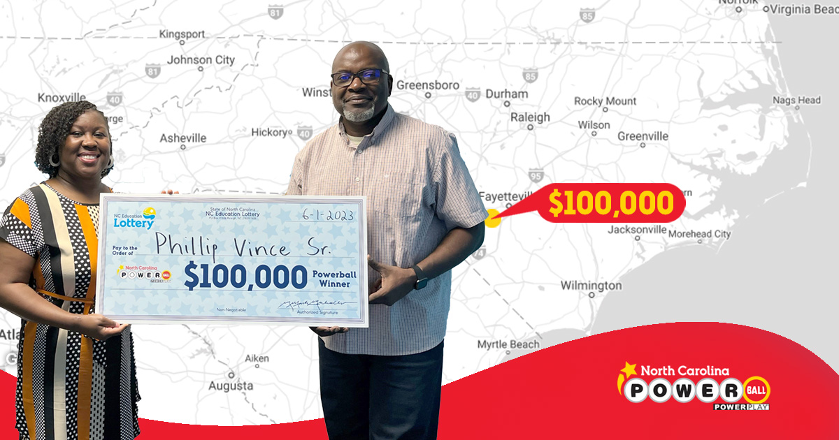 A stop at a Chinese restaurant led Phillip Vince Sr. of #HopeMills to a $100,000 #Powerball prize! “I have numbers I saved from my fortune cookie that I use,” Vince said. His $3 Power Play ticket was from Online Play. Congratulations, Phillip! #NCLottery https://t.co/zBpaLv8E5v https://t.co/mp2qr4fLGT