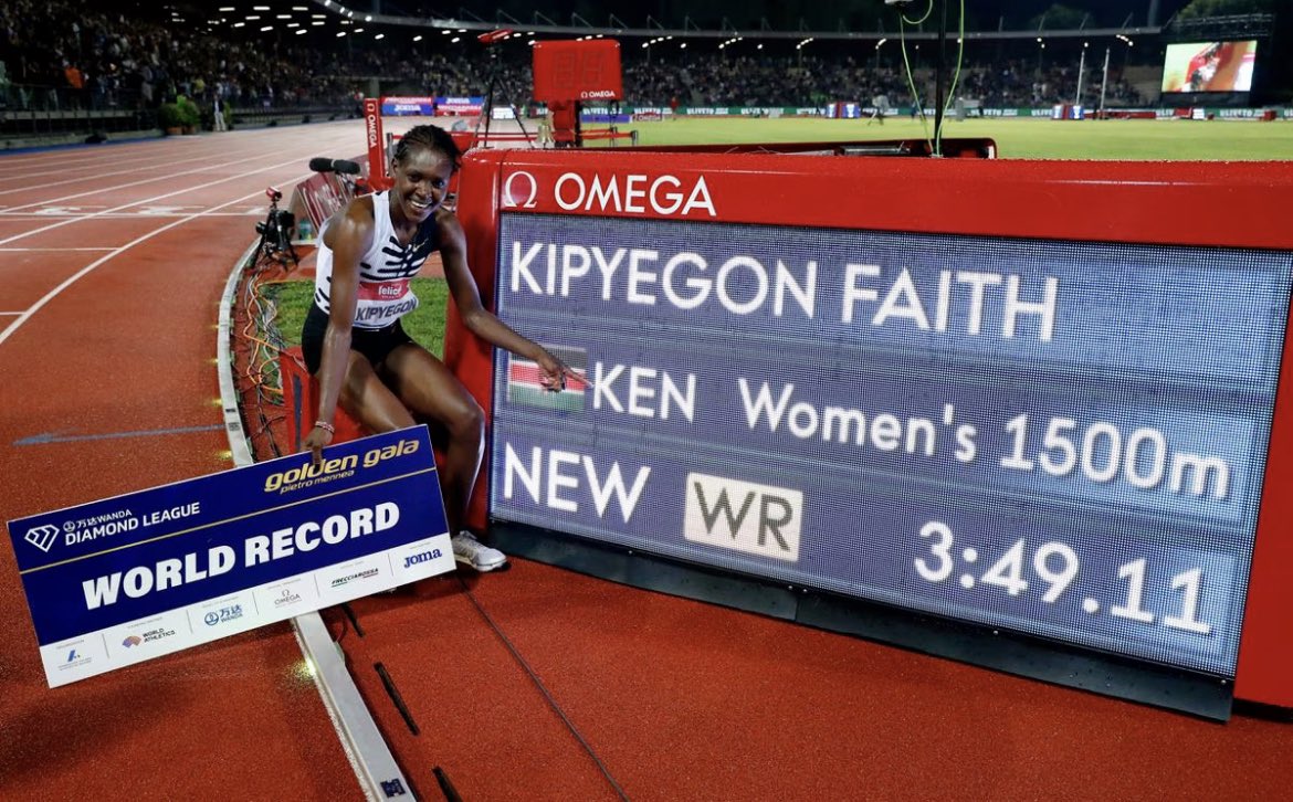 DoctorAwori's tweet photo. World Champion, Olympic Champion and now, World Record Holder. Massive respect for this incredible athlete. We are so proud of you Faith! (Photo credit: Reuters) https://t.co/leVCVpdzB0