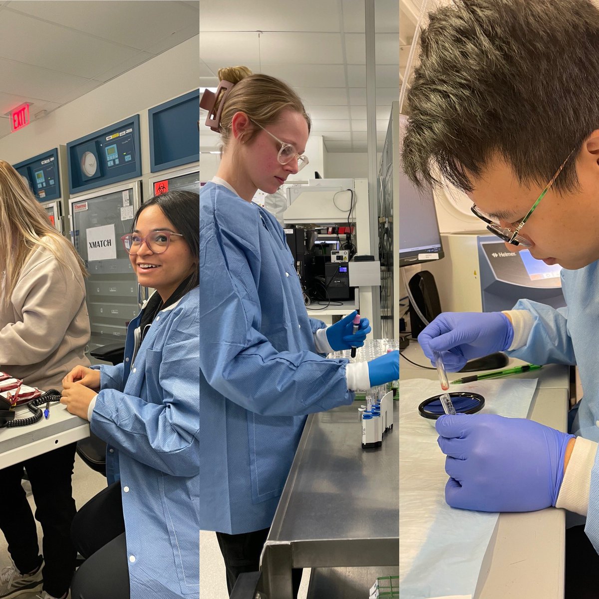 Solving puzzles and saving lives is all in a days work! Blood bank has unique challenges and requires unique minds to meet them. Urgency must be a balanced with calm and order at all times. Alejandra, Elizabeth, and Vince are trying it out! #bloodbank #labucate #lablife