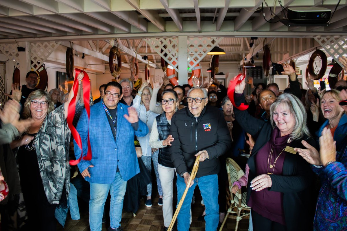 SalinasChamber's tweet photo. Honoring Ray Retez on 'Ray Day' at Haute Enchilada Social Club. A local legend and co-founder of the iconic Whole Enchilada restaurant, Ray's contributions were celebrated with gratitude. Joined by officials and friends, cheers to a man who gave his all to the community!#rayday https://t.co/Z1RLsClT3E