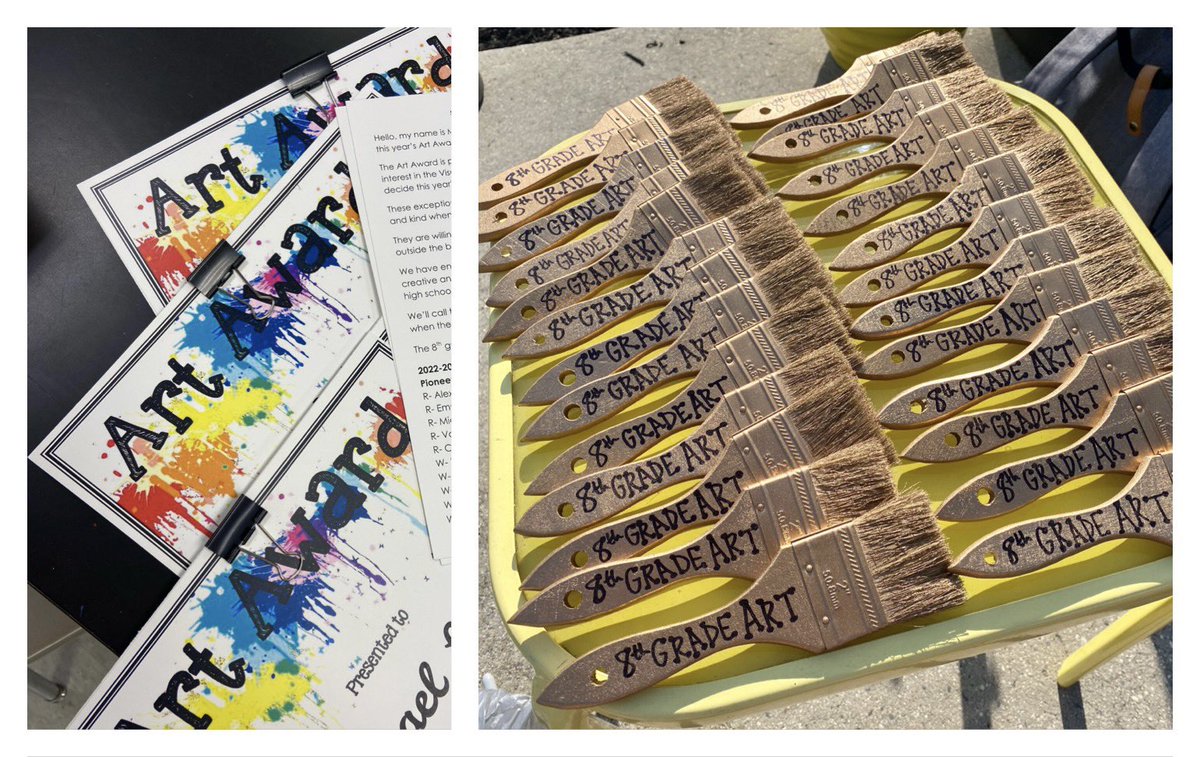 Happy celebrate our Outstanding 8th Grade Artists🎨 
<a href="/MMS_principals/">MMS principals</a> #MMS_Encore #arteducation #goldenpaintbrush