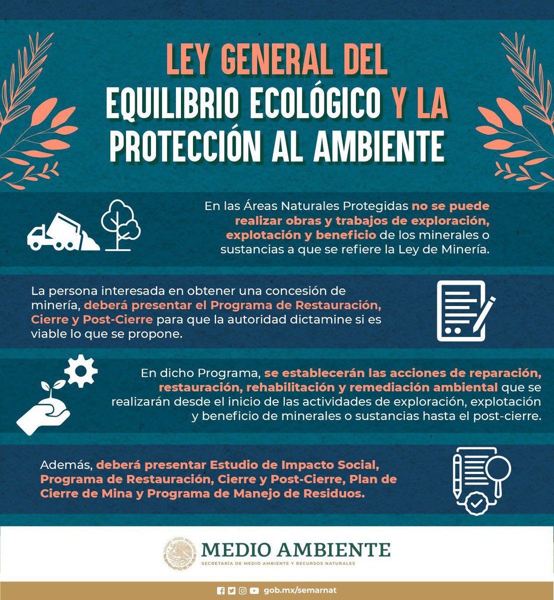 Te compartimos algunas de las modificaciones a la Ley General del Equilibrio y la Protección al Ambiente, respecto a la minería en México. 🇲🇽🪨⛏️