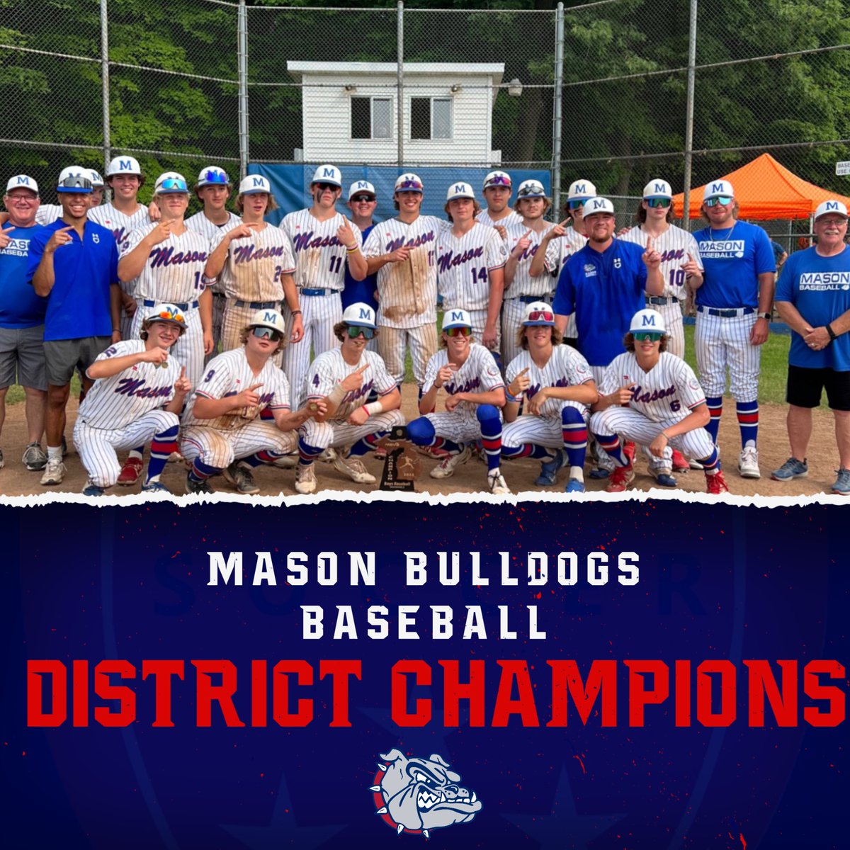 Mason_Bulldogs's tweet photo. Congratulations to Baseball on capturing the first district title in program history! Go Dawgs!! https://t.co/ODMHMtCgfv