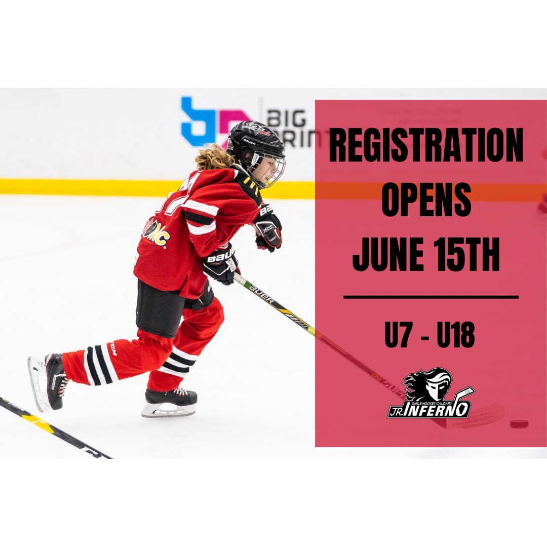 REMINDER❗️

Less than 2 weeks until registration opens for all Jr Inferno age groups (U7 - U18)

For registration information visit girlshockeycalgary.com/registration/?…