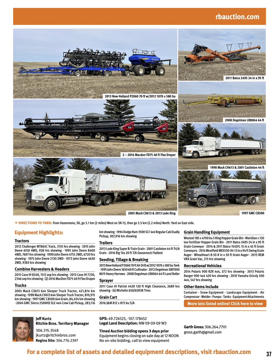 rbauction.com/heavy-equipmen…

Please have a look at our upcoming sale flyer. If looking for some well maintained equipment most of which is original owner. Let me know if want anymore information