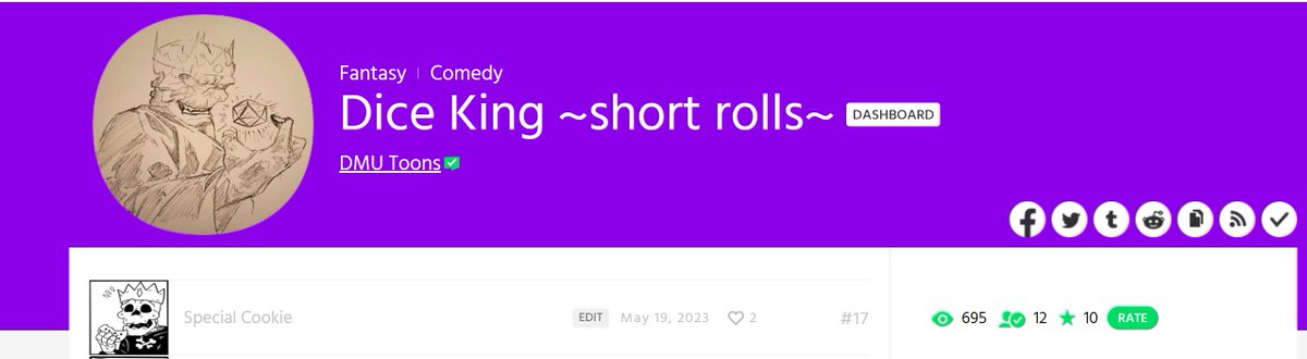 DMU0w0's tweet photo. Holy hell our comic has reached over 600 views! Thank you all for reading and look out for a new Dice King episode today at 5pm! 
#WebtoonCanvas #comics #smallteam #dreamteam #thankyou https://t.co/QO9XmTXfOp