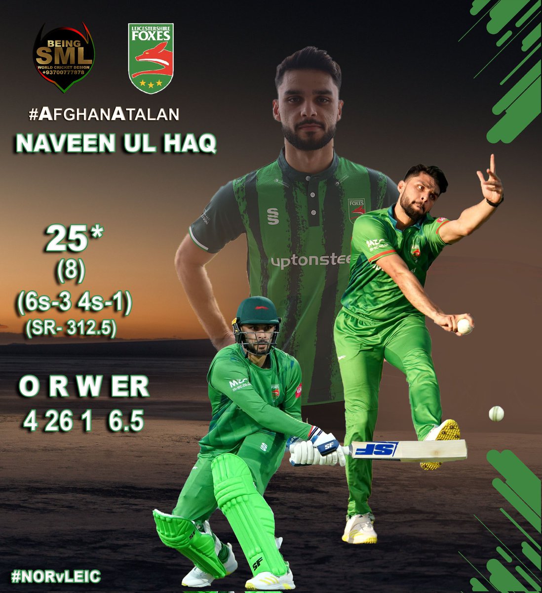 Crownofcricket's tweet photo. Congratulations, first match of 2023 in @VitalityBlast for @leicsccc @imnaveenulhaq awesome today.
#AfghanAtalan #BlastT20 https://t.co/hLK4IuwBx1