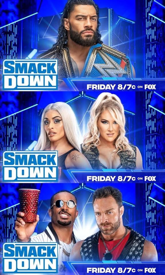 wwrlive's tweet photo. Who’s tuning into #SmackDown and #AEWRampage tonight? #SmackDown #RomanReigns #AEWRampage #WWE #RoadToMITB https://t.co/SkJ0pQfCHD