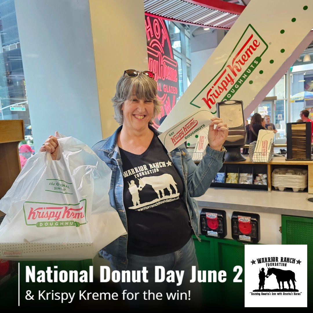 warrior_ranch's tweet photo. 🍩📸 Donut Day dreams come true! Our Warrior Ranch staff photographer, repping the Ranch in style, made a pit stop at @KrispyKreme. With camera in hand and doughnuts on the mind, she proved that the perfect shot and the perfect treat can coexist! 😍✨ #DonutDay #WarriorRanchLove https://t.co/c5vlvr4yW5