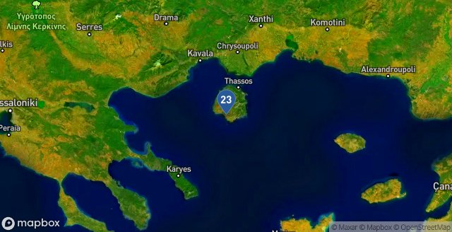 XWReport's tweet image. Warmest Greek location is #Potos: 23℃
Time: 00:37:05